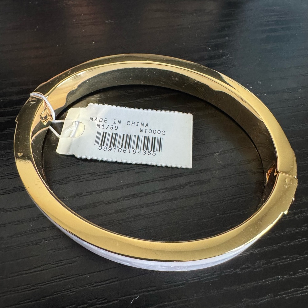 Elegant Gold and White Bangle Bracelet
